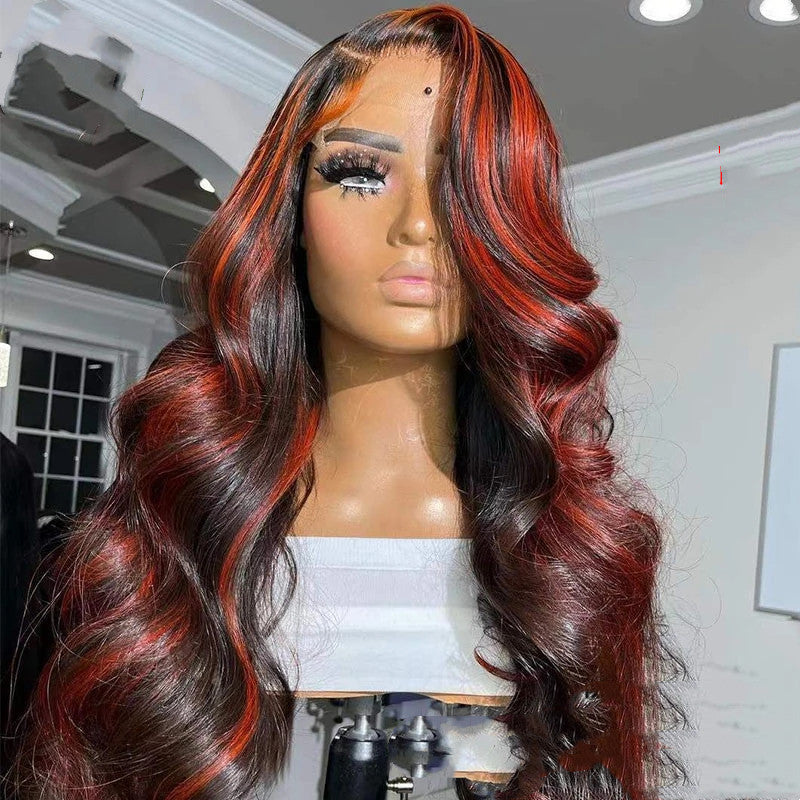 Burgundy Highlight Lace Frontal Wigs