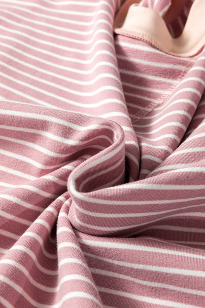 Stripe Exposed Stitching Patchwork Long Sleeve Top