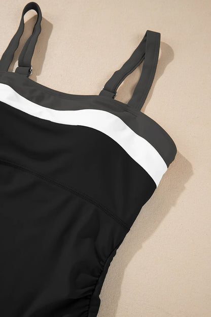 Colorblock Square Neckline One-Piece Swimsuit