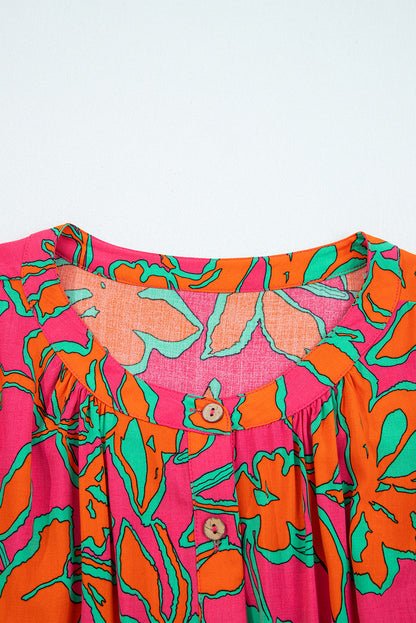 Floral Batwing Sleeve Button-Up Shirt