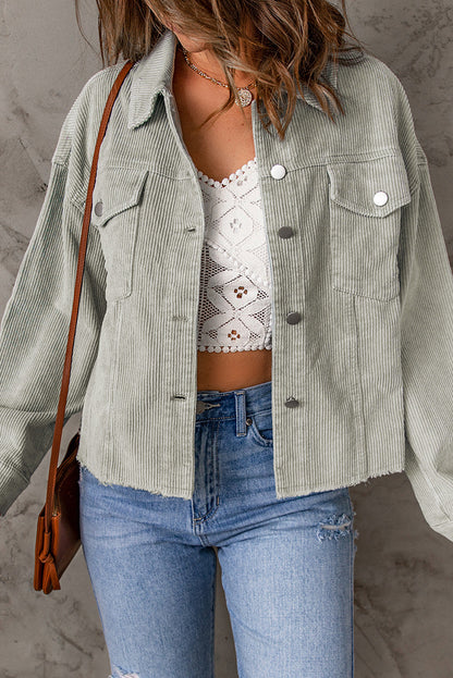 Raw Hem Crop Corduroy Jacket