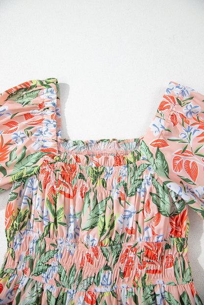 Floral Smocked Bust Bubble Maxi Dress