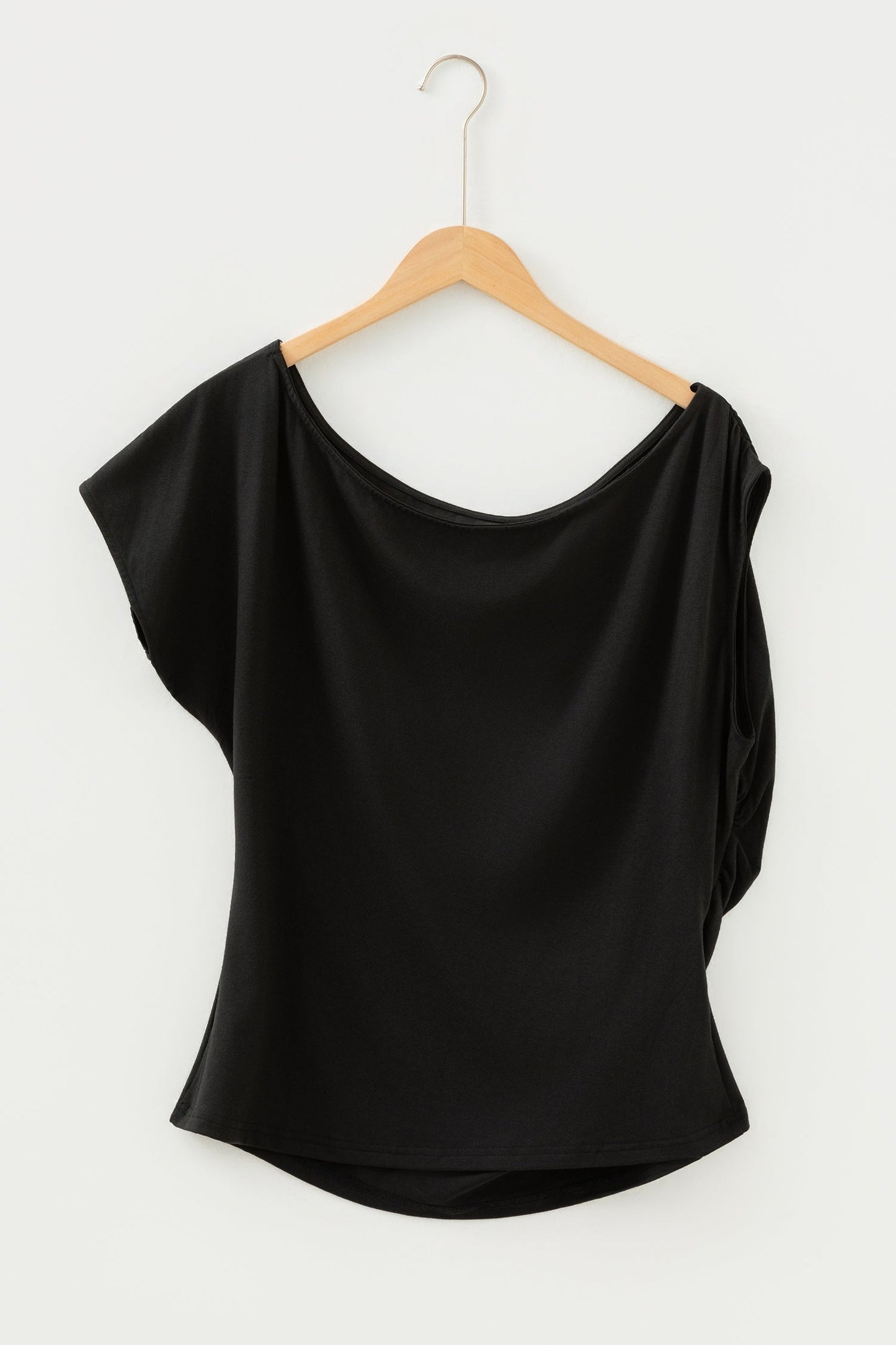 Plus Size Solid Asymmetric Neck Blouse