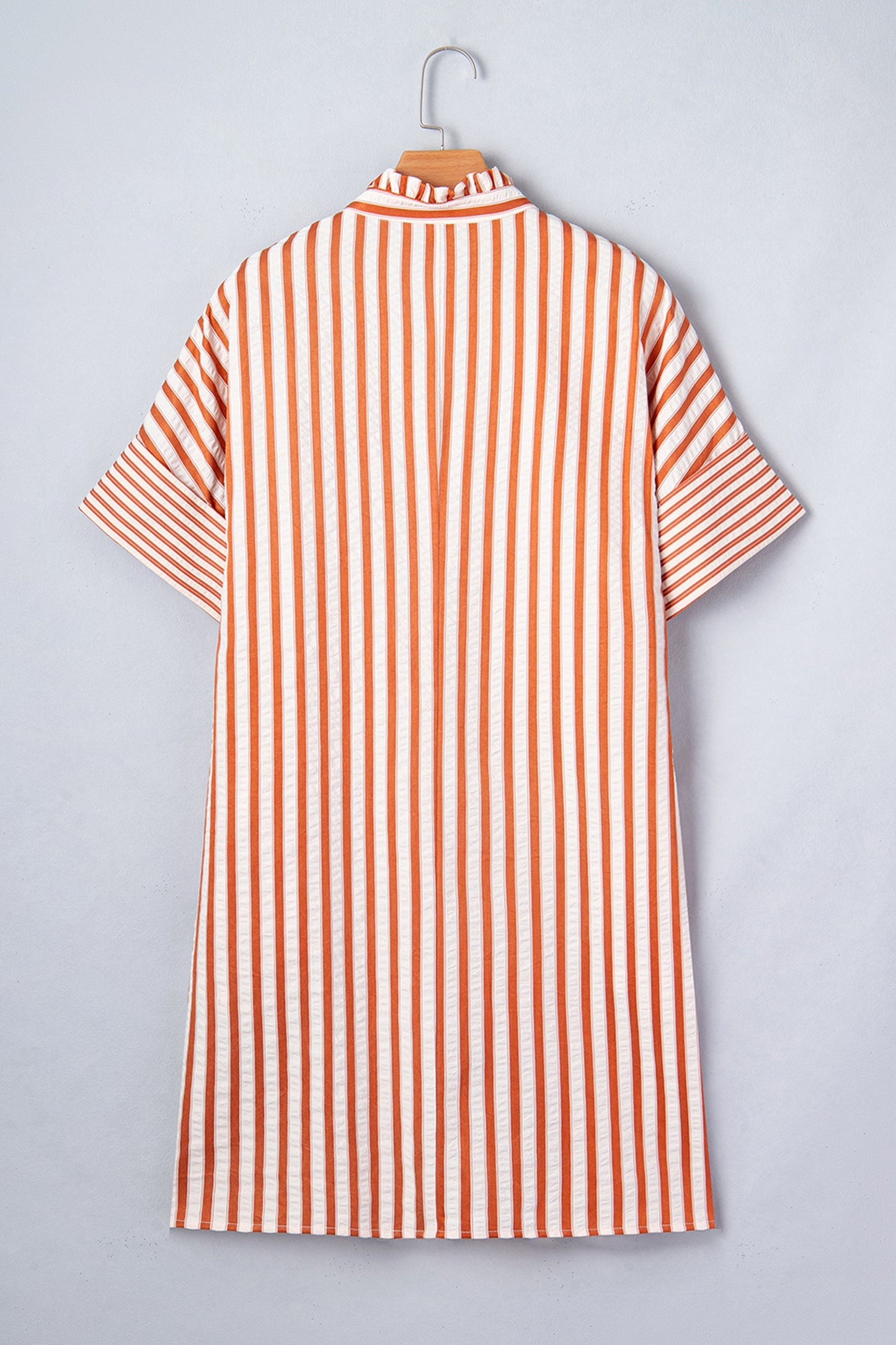 Stripe Pinch V-Neck Turn-Up Mini Dress