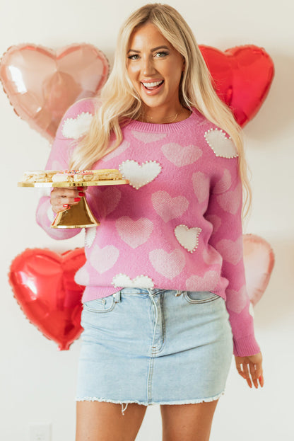 Valentine Heart Pearl Crewneck Sweater