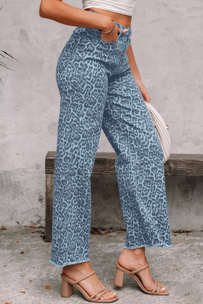 Frayed Edge Wide Leg High Waist Jeans