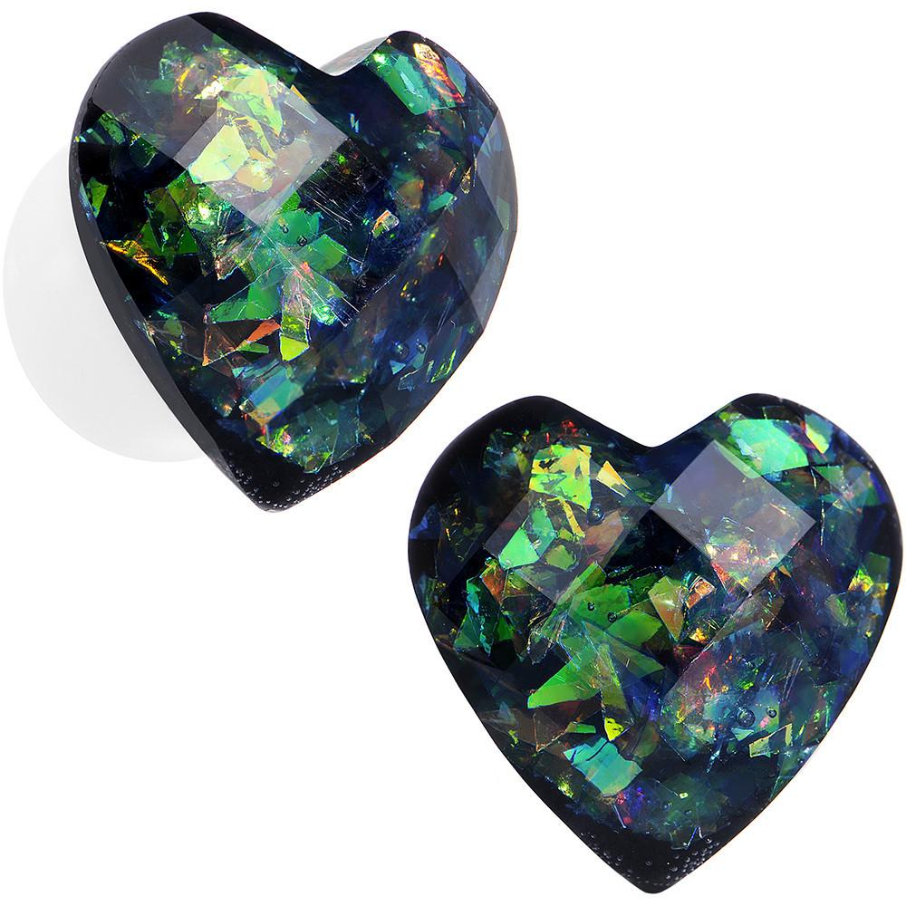 Multicolor Heart White Acrylic Saddle Plug Set 5mm to 00G