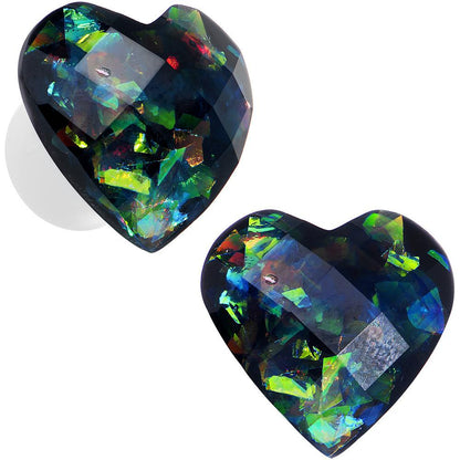 Multicolor Heart White Acrylic Saddle Plug Set 5mm to 00G