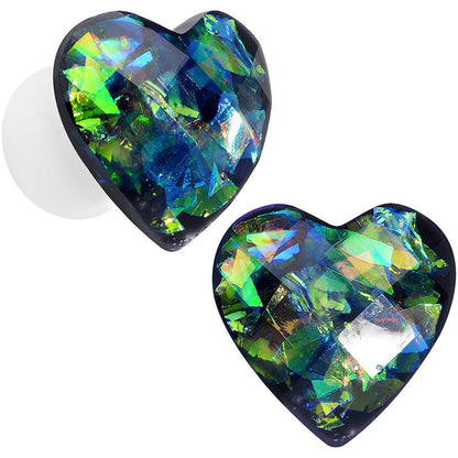Multicolor Heart White Acrylic Saddle Plug Set 5mm to 00G