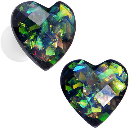 Multicolor Heart White Acrylic Saddle Plug Set 5mm to 00G