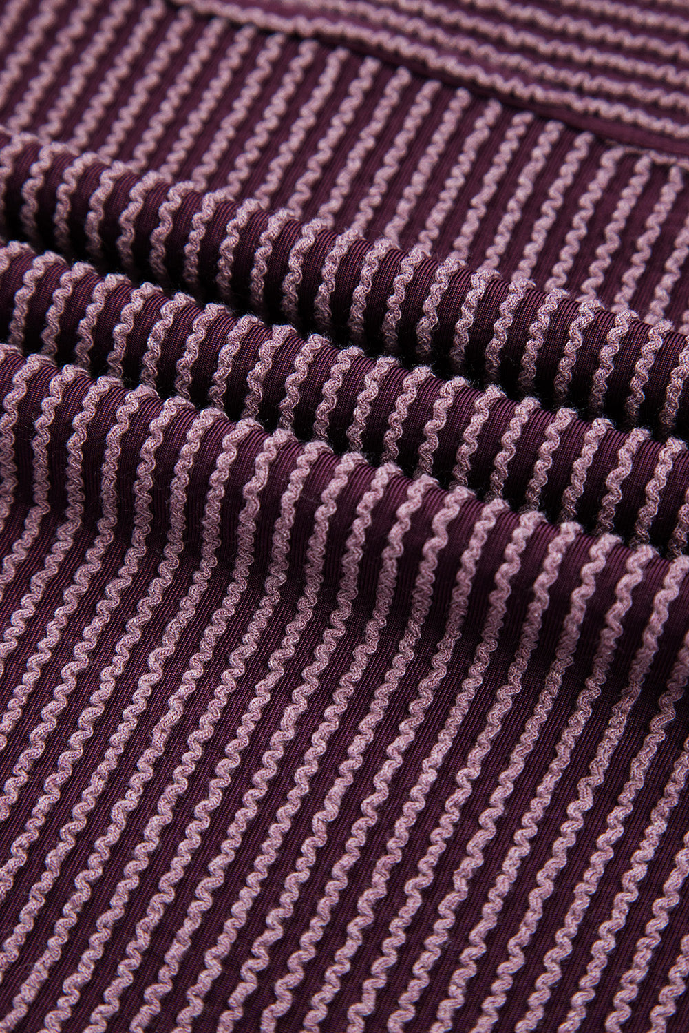 Plain Corded Knit Mock Neck T-Shirt