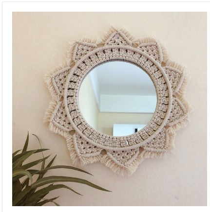Sunflower Heart Mirror, Handmade Tapestry Decor