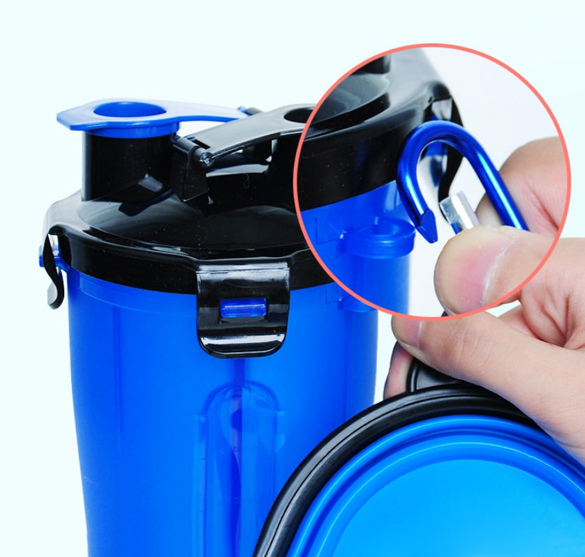 2-in-1 Pet Water Bottle Dispenser with Silicone Bowl