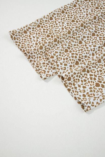 Leopard Drawstring Elastic Waistband Loose Pants