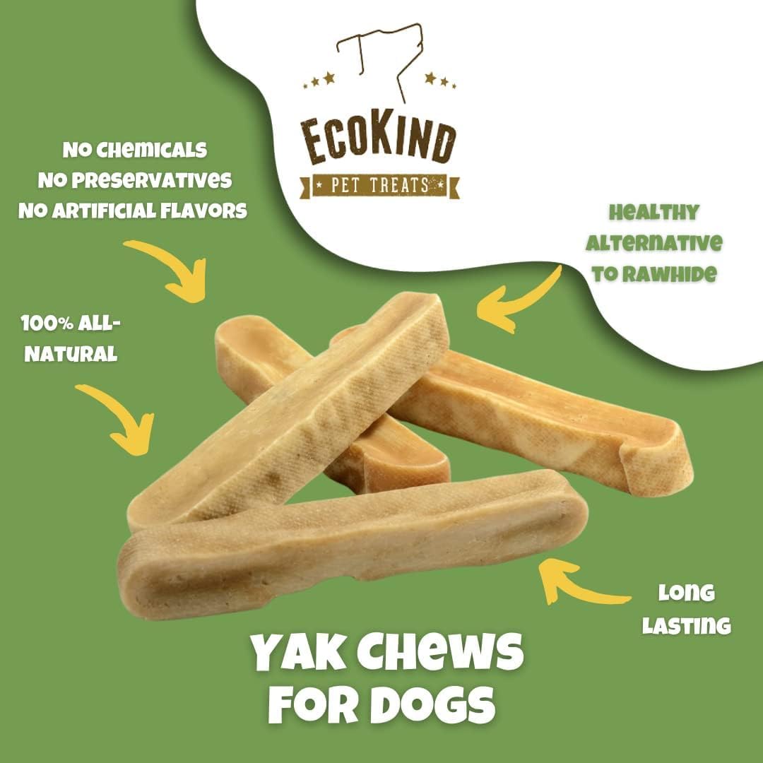 EcoKind Himalayan Yak Cheese Dog Chew | All Natural Premium Dog Treats, Healthy & Safe for Dogs, Long Lasting, Treats for Dogs, Easily Digestible, for All Breeds & Sizes (Large, 4-Pack)