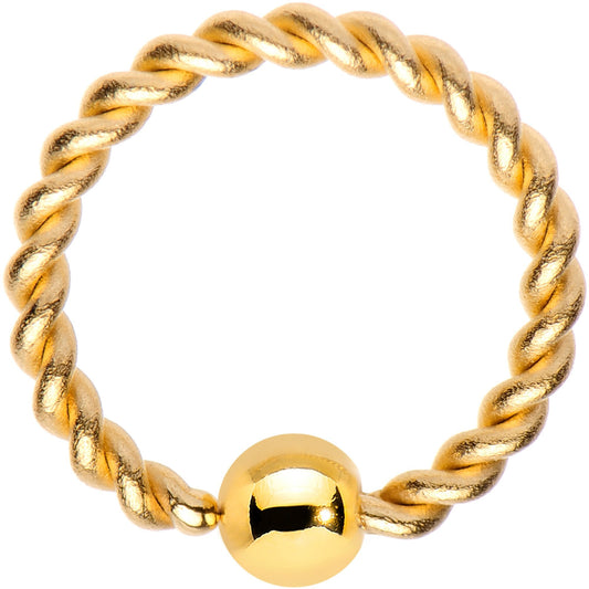 16G 5/16 Gold Tone IP Seriously Twisted BCR Captive Ring