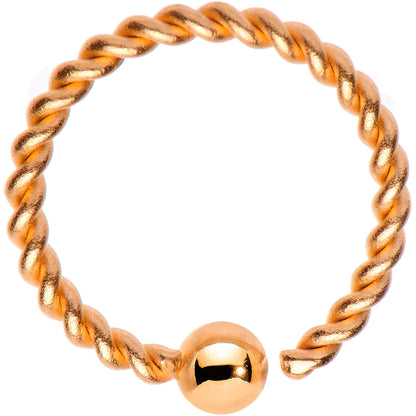 16G 3/8" Rose Gold Tone IP So Twisted Captive Style Seamless Ring