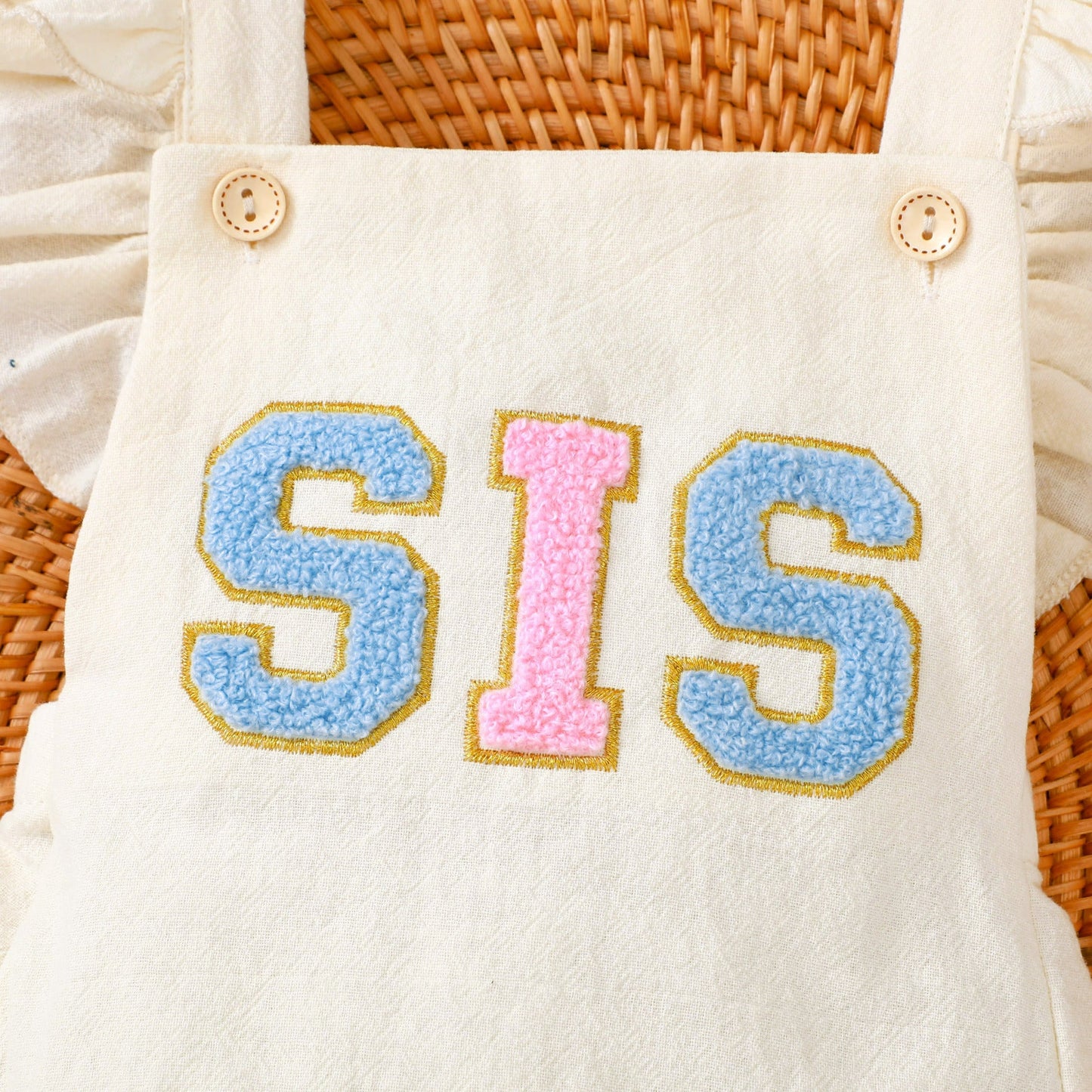 Infant Toddler Towel Embroidery Lace Shoulder Strap Rompers Jumpsuit