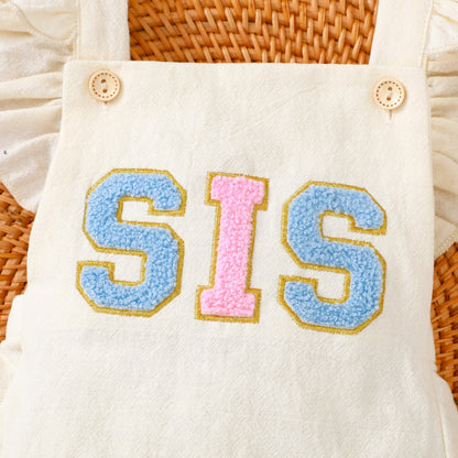 Infant Toddler Towel Embroidery Lace Shoulder Strap Rompers Jumpsuit