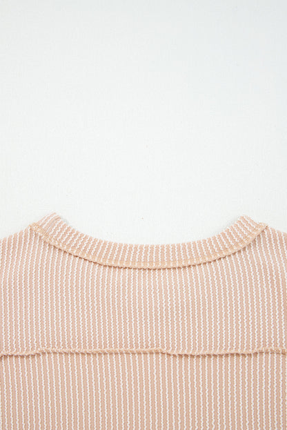 Solid Corded Knit Long Sleeve Top