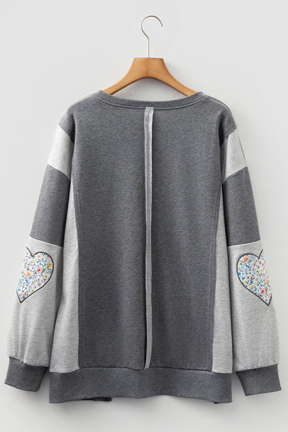 Valentine LOVE Floral Patchwork Reverse Seam Sweatshirt