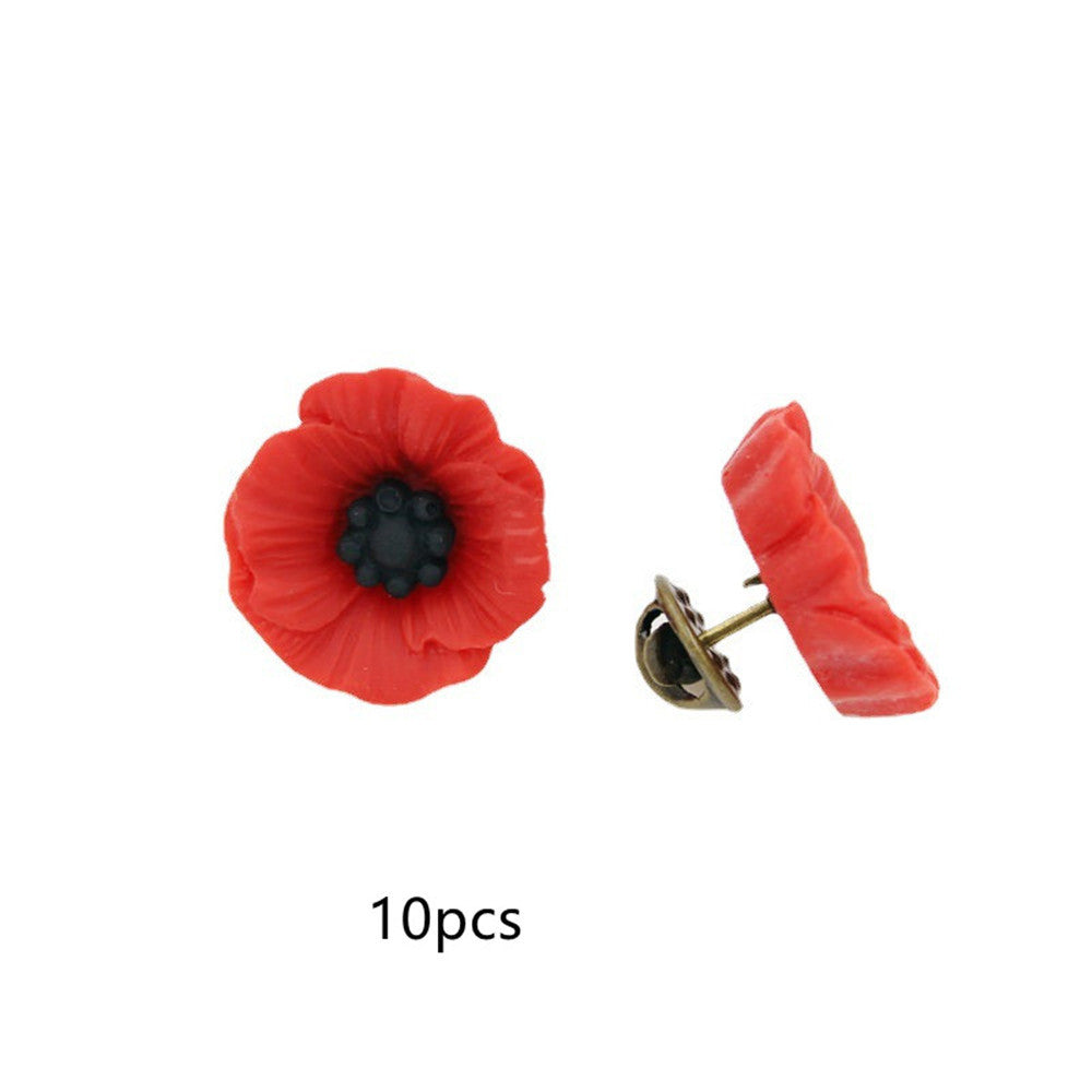 Poppy Flower Commemorative Brooch