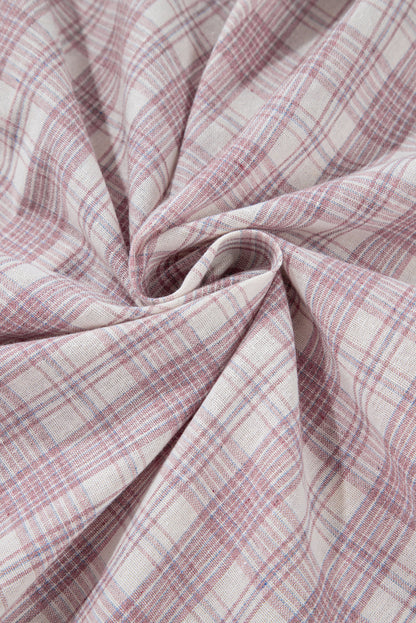 Plus Size Plaid Button-Up Chest Pocket Hooded Shirt