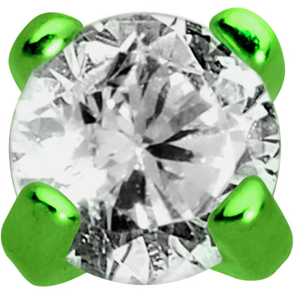 Body Candy Green Titanium IP Steel Clear 2mm Accent Internally Threaded Labret Monroe 16G 1/4