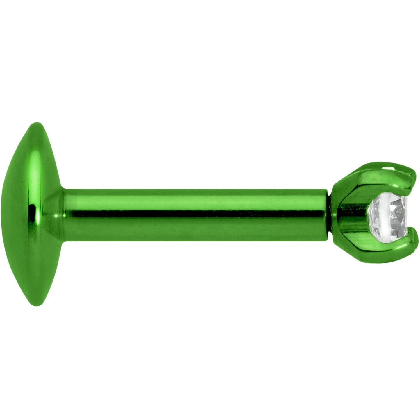 Body Candy Green Titanium IP Steel Clear 2mm Accent Internally Threaded Labret Monroe 16G 1/4