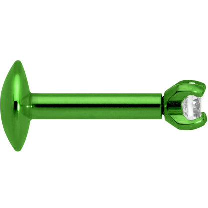 Body Candy Green Titanium IP Steel Clear 2mm Accent Internally Threaded Labret Monroe 16G 1/4