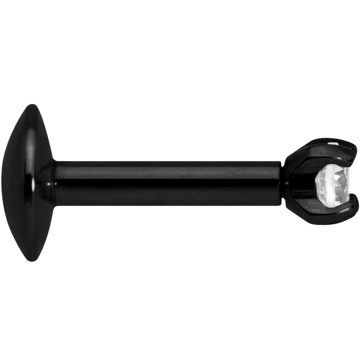 Body Candy Black Titanium IP Steel Clear 2mm Accent Internally Threaded Labret Monroe 16G 1/4