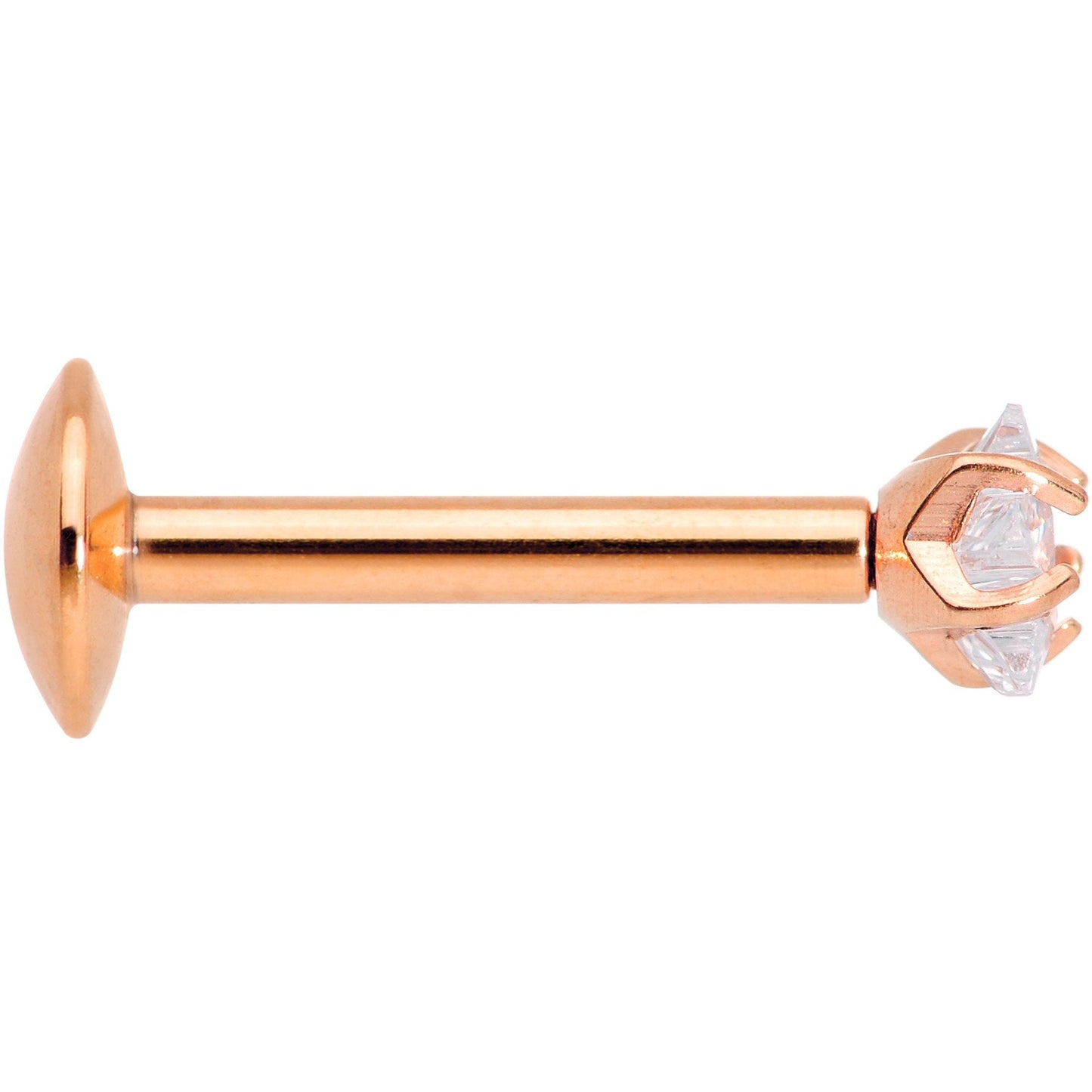 5/16 Clear Star CZ Gem Rose Gold PVD Internally Threaded Labret Monroe