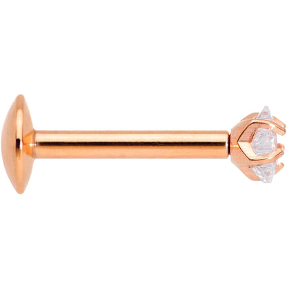 5/16 Clear Star CZ Gem Rose Gold PVD Internally Threaded Labret Monroe