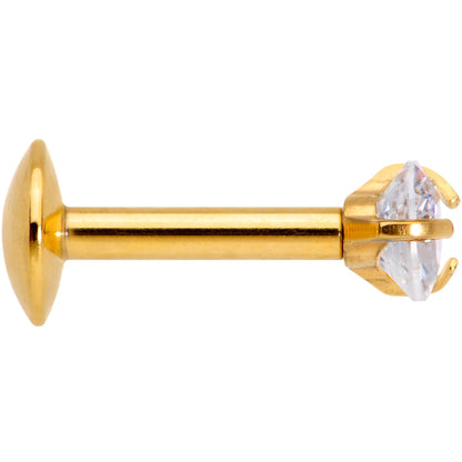 1/4 Clear Heart CZ Gold PVD Internally Threaded Labret Monroe