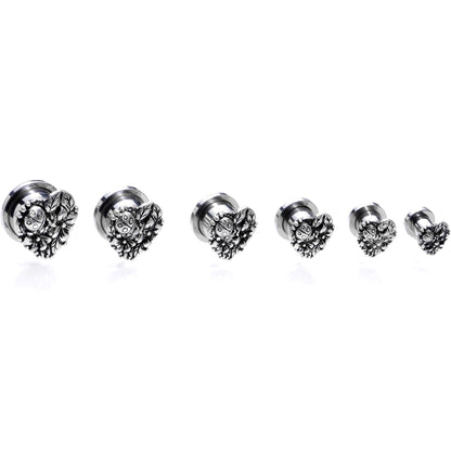 Ladybug Heart Screw Fit Tunnel Plug Set 6mm to 16mm