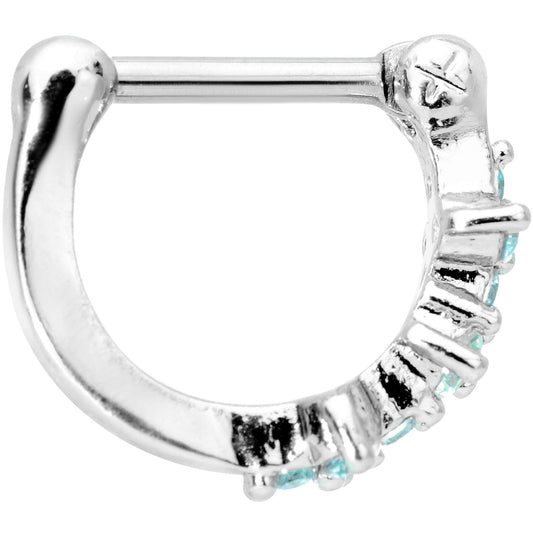 16G 5/16 Aqua Gem Sparkle Hinged Cartilage Clicker