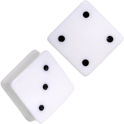 White Acrylic Square Shaped Lucky 7 Dice Saddle Plug Set 22mm to 32mm