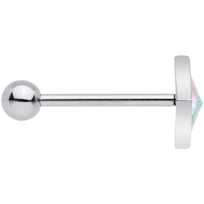 White Rainbow Gem Rhombus Barbell Tongue Ring