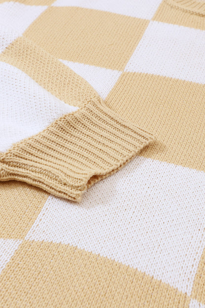Checker Bishop Sleeve Sweater
