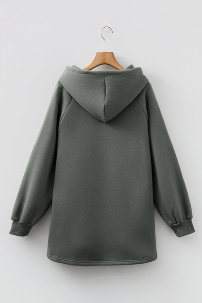 Solid Fleece Lined Drawstring Hoodie