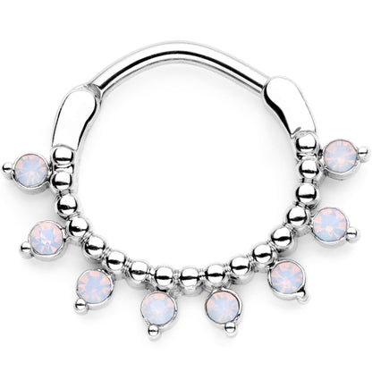 16G 3/8 White Faux Opal Twisted Hoseshoe and Clicker Set of 3
