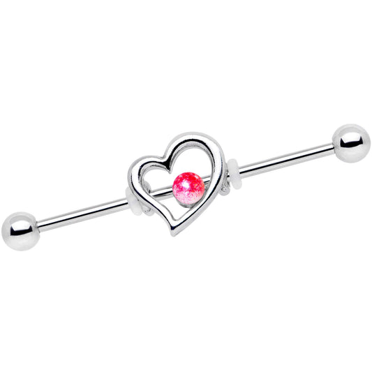 Pink Fade Love Heart Industrial Barbell 38mm
