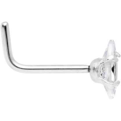 20G 1/4 Clear CZ Gem Ellipse L Shape Nose Ring