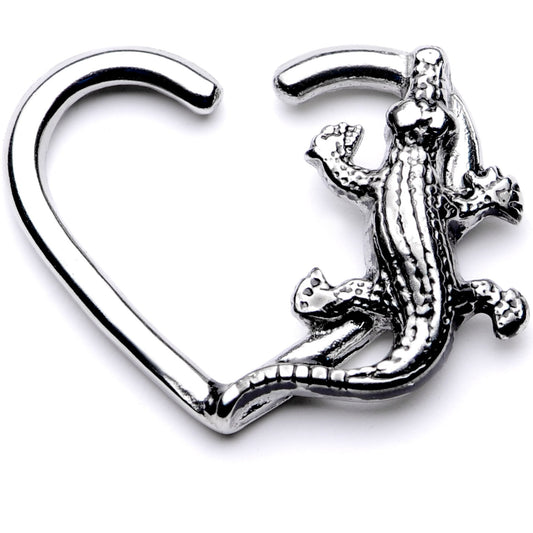 16G 3/8 Slithering Alligator Left Heart Closure Ring