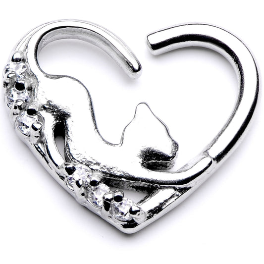 16G 3/8 Clear CZ Gem Cats Meow Right Heart Closure Ring