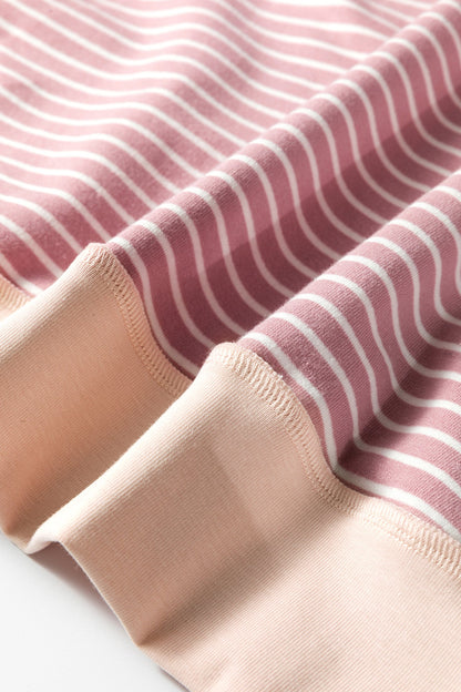 Stripe Exposed Stitching Patchwork Long Sleeve Top