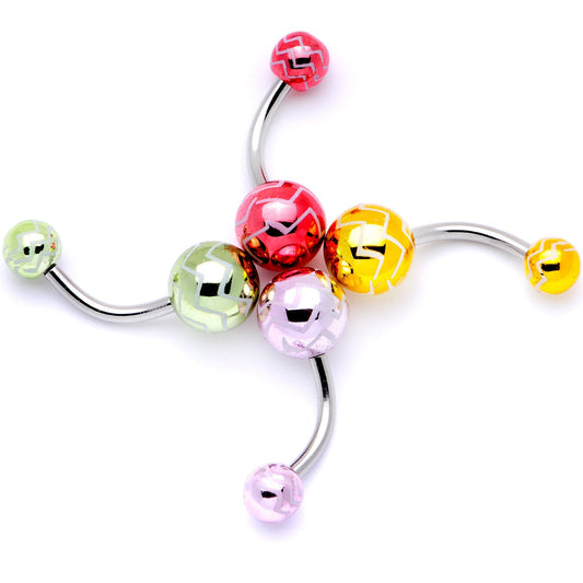 All About Eye Catching Zig Zag Party Pack Belly Ring Set of 4