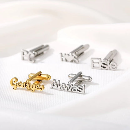 Stainless Steel Name Earrings Initials Buttons