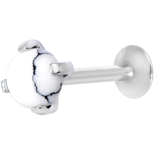 16G 5/16 White Howlite Internally Threaded Labret Monroe Tragus
