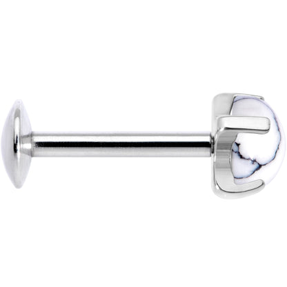 16G 5/16 White Howlite Internally Threaded Labret Monroe Tragus